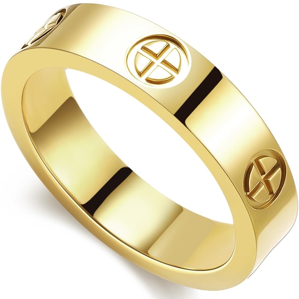 Amazon Gold Stainless Steel Screw Accent Women's Ring